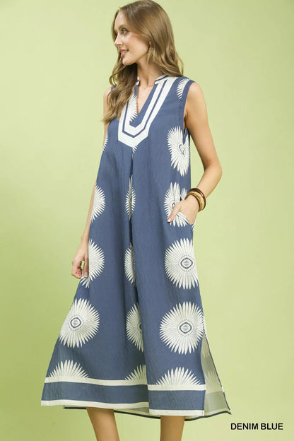 Umgee Sleeveless Geometric Midi Dress - Bitsy Gypsy Boutique