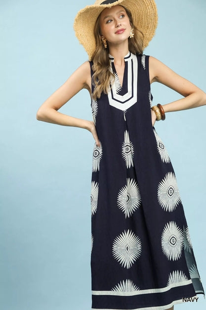 Umgee Sleeveless Geometric Midi Dress - Bitsy Gypsy Boutique