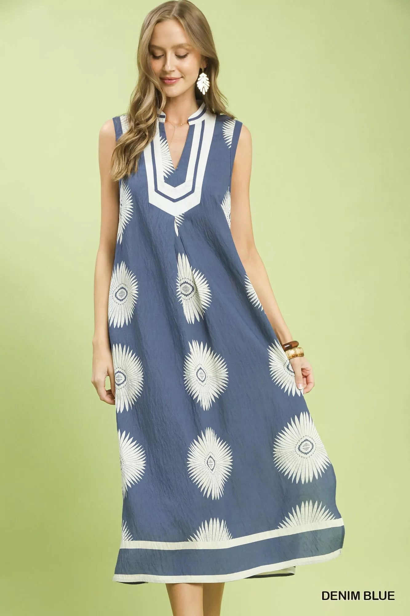 Umgee Sleeveless Geometric Midi Dress - Bitsy Gypsy Boutique