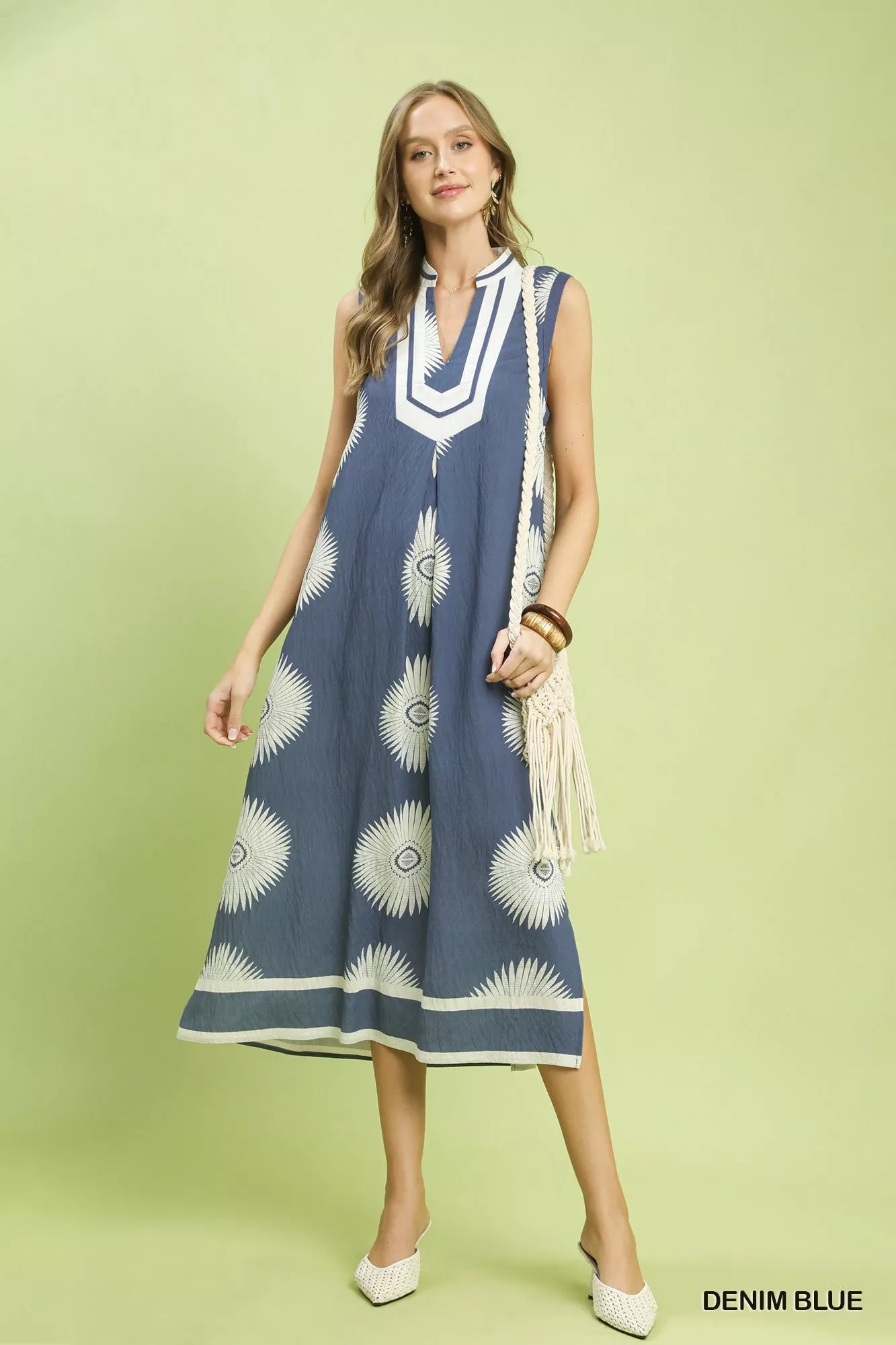 Umgee Sleeveless Geometric Midi Dress - Bitsy Gypsy Boutique
