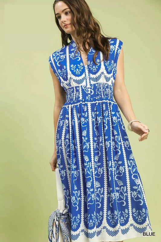 Umgee Sleeveless Smocked Midi Dress - Bitsy Gypsy Boutique