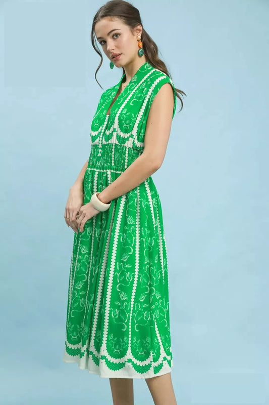 Umgee Sleeveless Smocked Midi Dress - Bitsy Gypsy Boutique