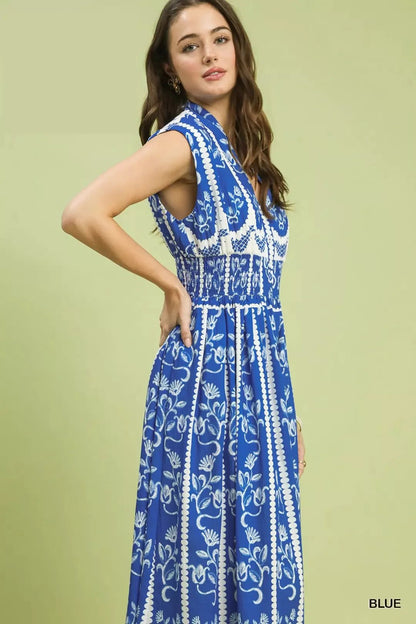 Umgee Sleeveless Smocked Midi Dress - Bitsy Gypsy Boutique