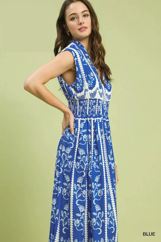 Umgee Sleeveless Smocked Midi Dress - Bitsy Gypsy Boutique