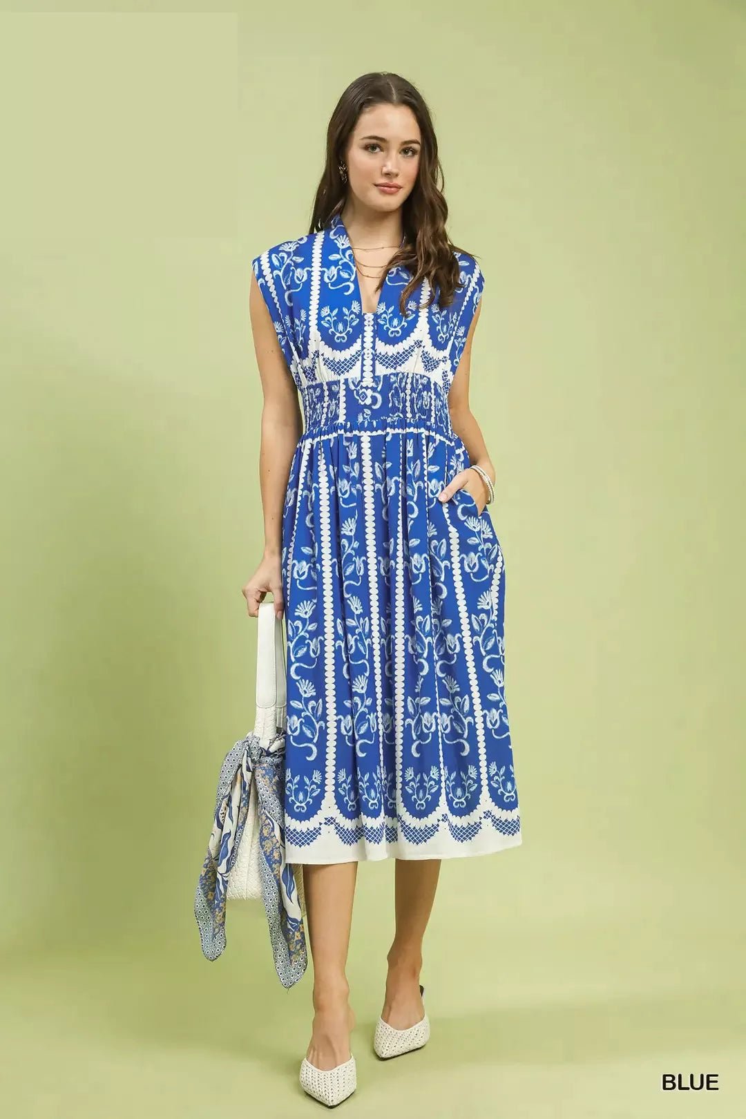 Umgee Sleeveless Smocked Midi Dress - Bitsy Gypsy Boutique