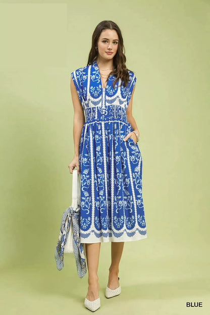 Umgee Sleeveless Smocked Midi Dress - Bitsy Gypsy Boutique