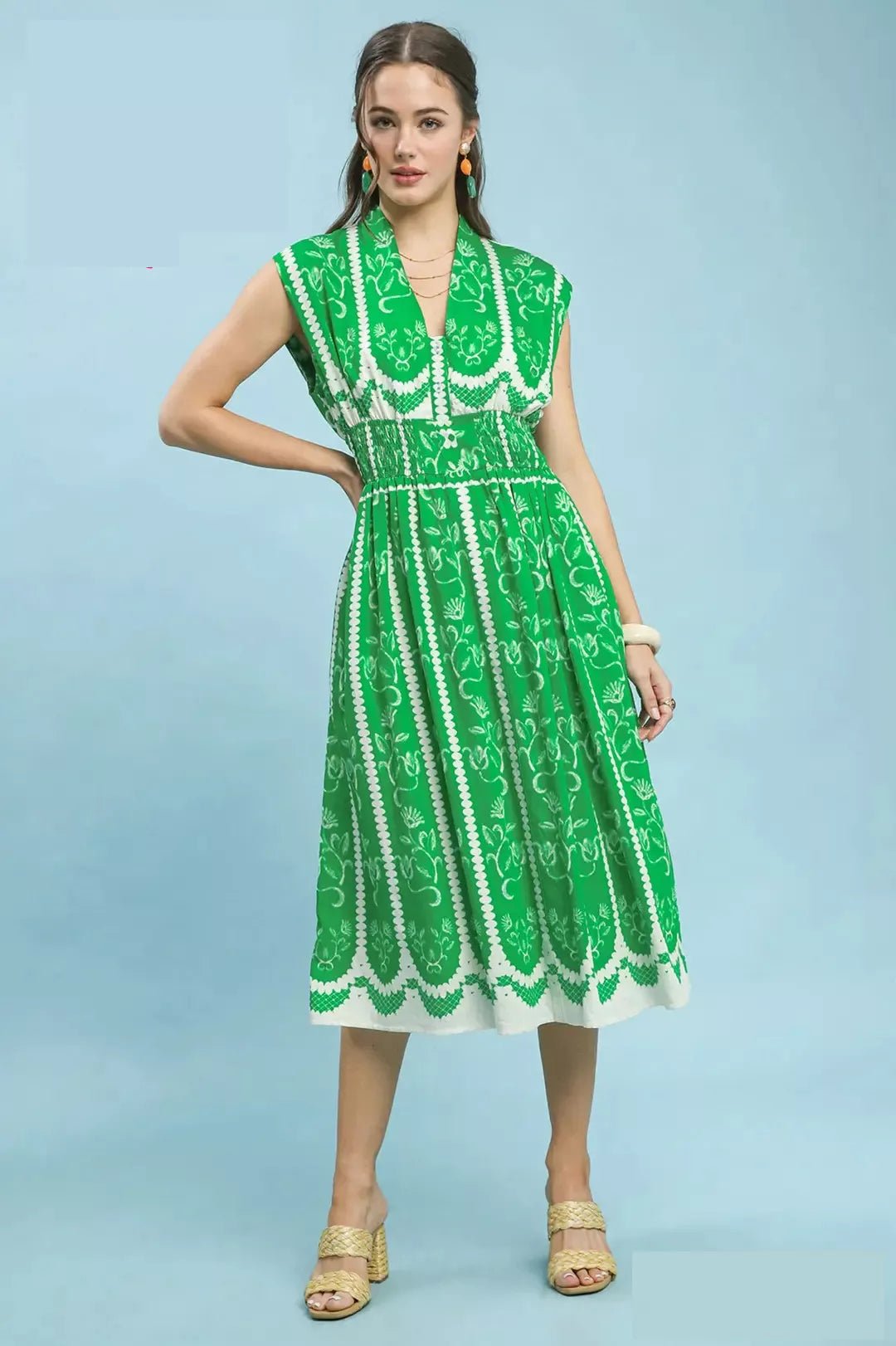 Umgee Sleeveless Smocked Midi Dress - Bitsy Gypsy Boutique