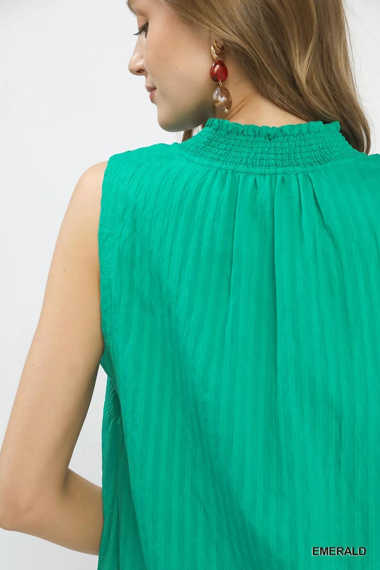 Umgee Sleeveless Textured Notch Neck Top - Bitsy Gypsy Boutique