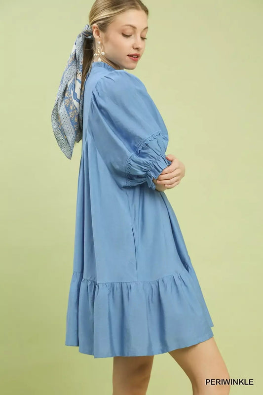 Umgee Smocked Bib Ruffle Hem Babydoll Dress - Bitsy Gypsy Boutique