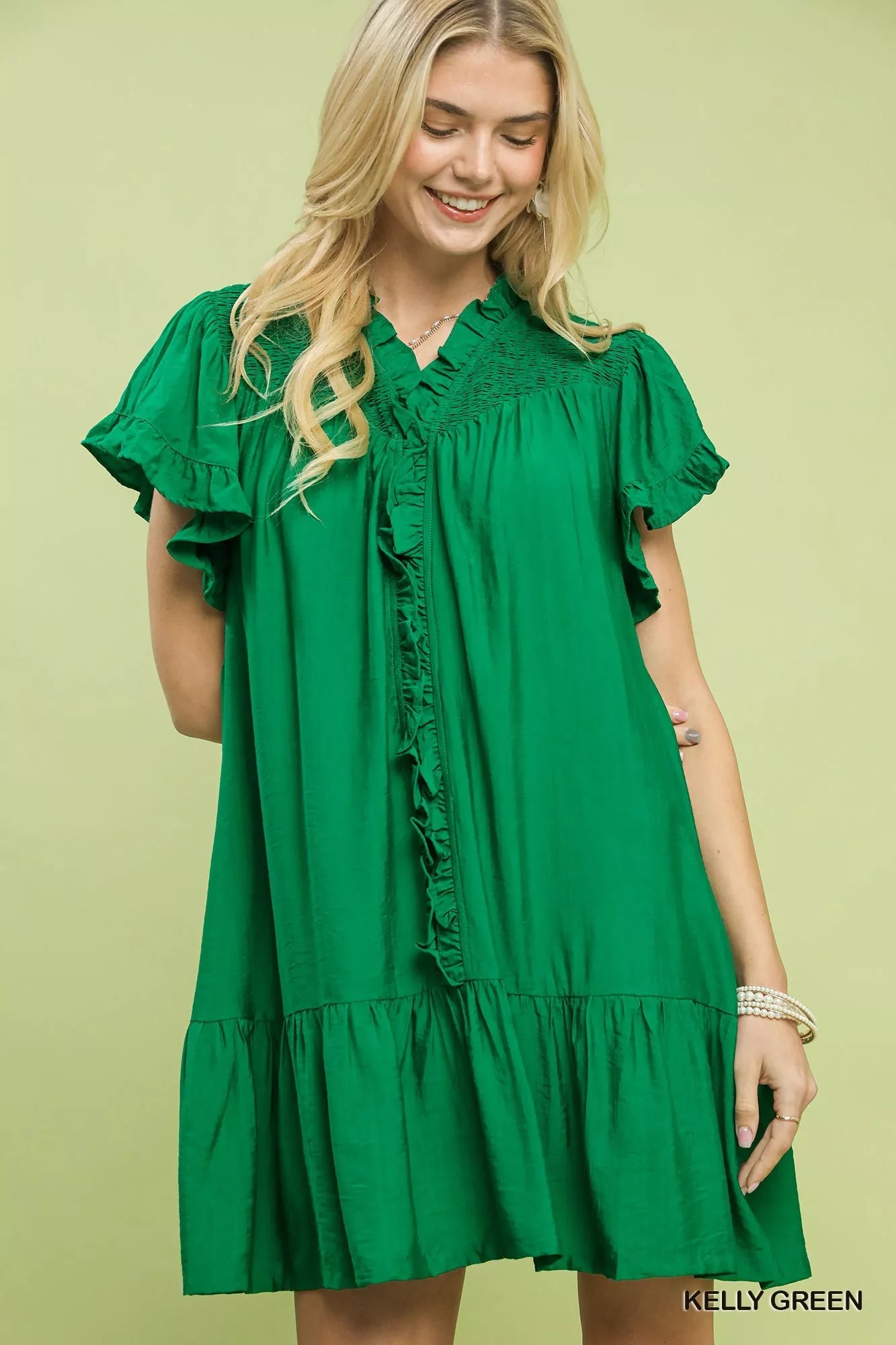 Umgee Smocked Ruffle Babydoll Mini Dress - Bitsy Gypsy Boutique