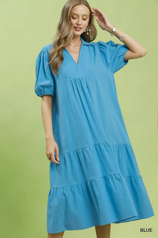 Umgee Solid Tiered Midi Dress - Bitsy Gypsy Boutique