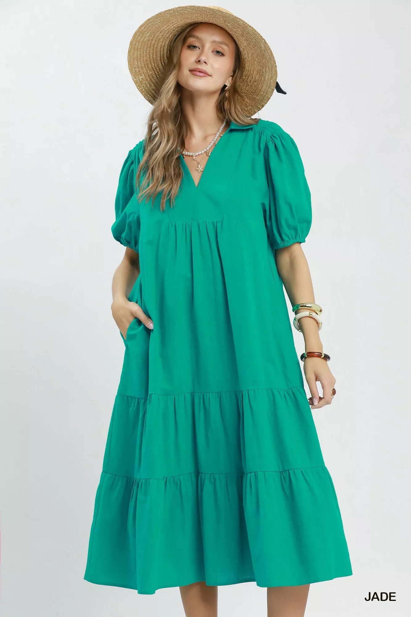 Umgee Solid Tiered Midi Dress - Bitsy Gypsy Boutique