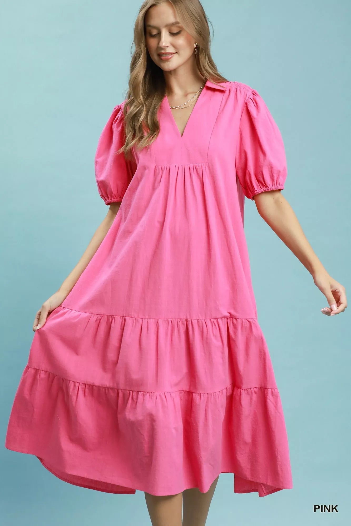 Umgee Solid Tiered Midi Dress - Bitsy Gypsy Boutique