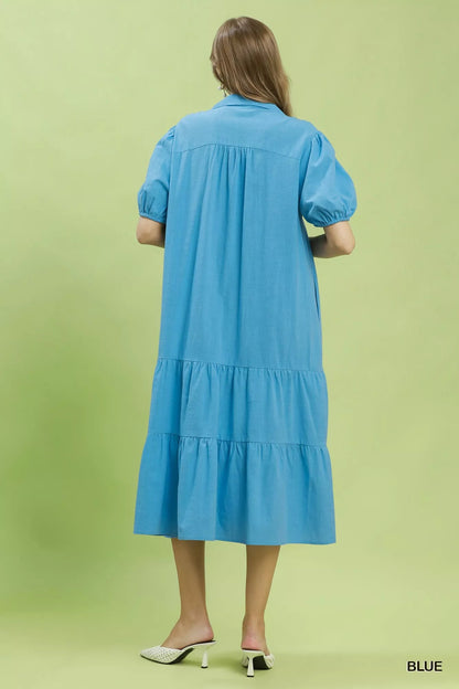 Umgee Solid Tiered Midi Dress - Bitsy Gypsy Boutique