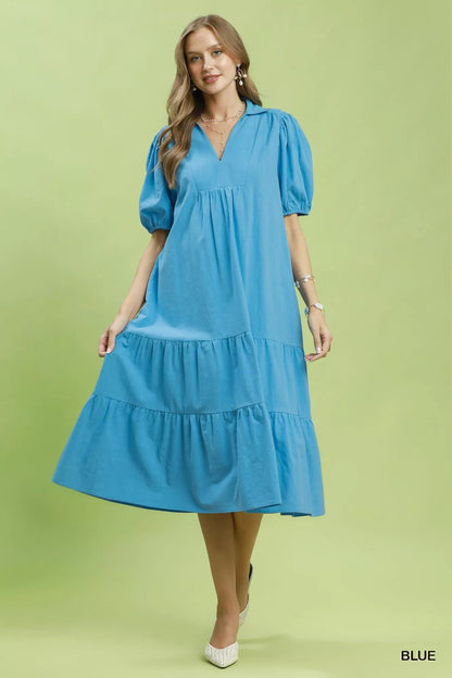 Umgee Solid Tiered Midi Dress - Bitsy Gypsy Boutique