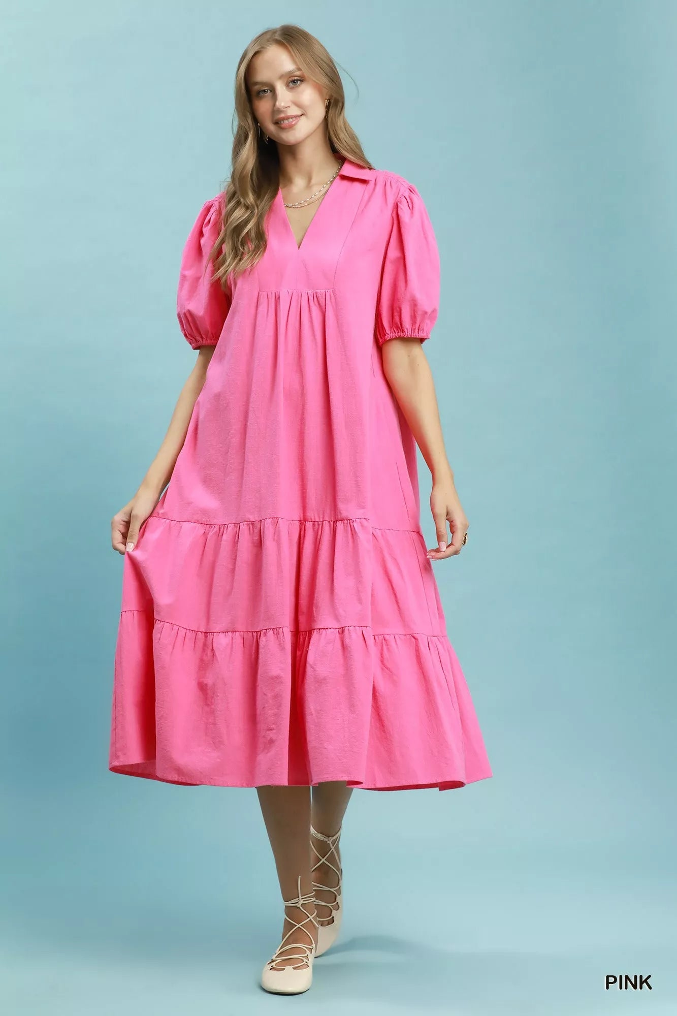 Umgee Solid Tiered Midi Dress - Bitsy Gypsy Boutique