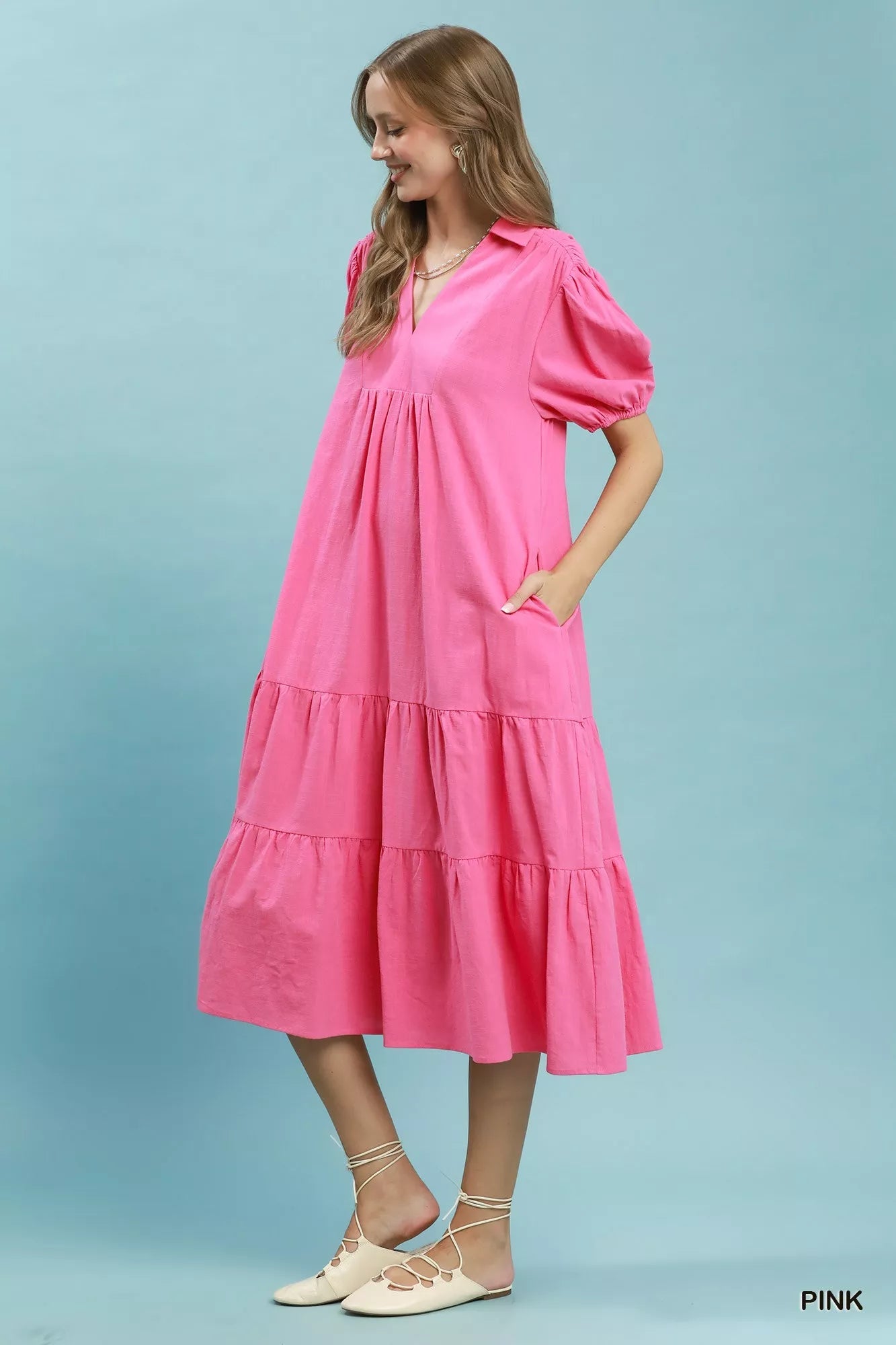 Umgee Solid Tiered Midi Dress - Bitsy Gypsy Boutique