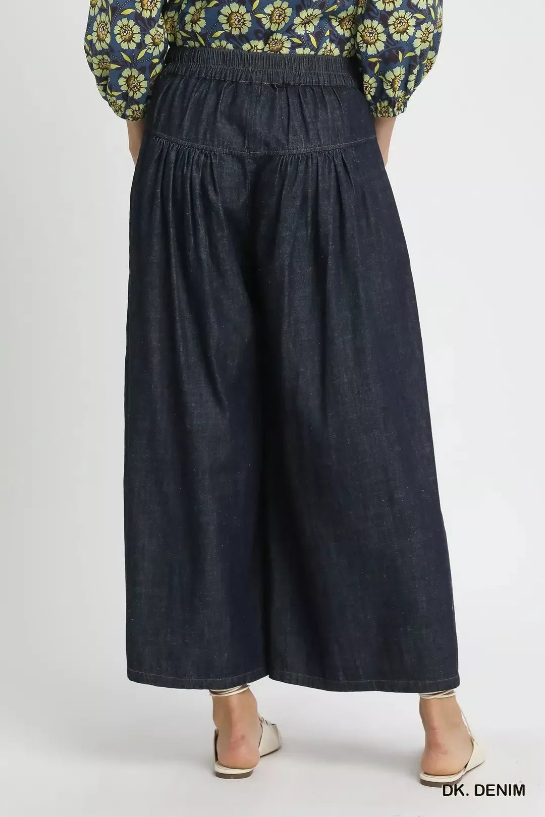 Umgee Stone Washed Wide - Leg Button - Front Culottes - Bitsy Gypsy Boutique