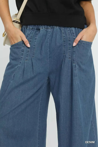 Umgee Stone Washed Wide Leg Pants - Bitsy Gypsy Boutique