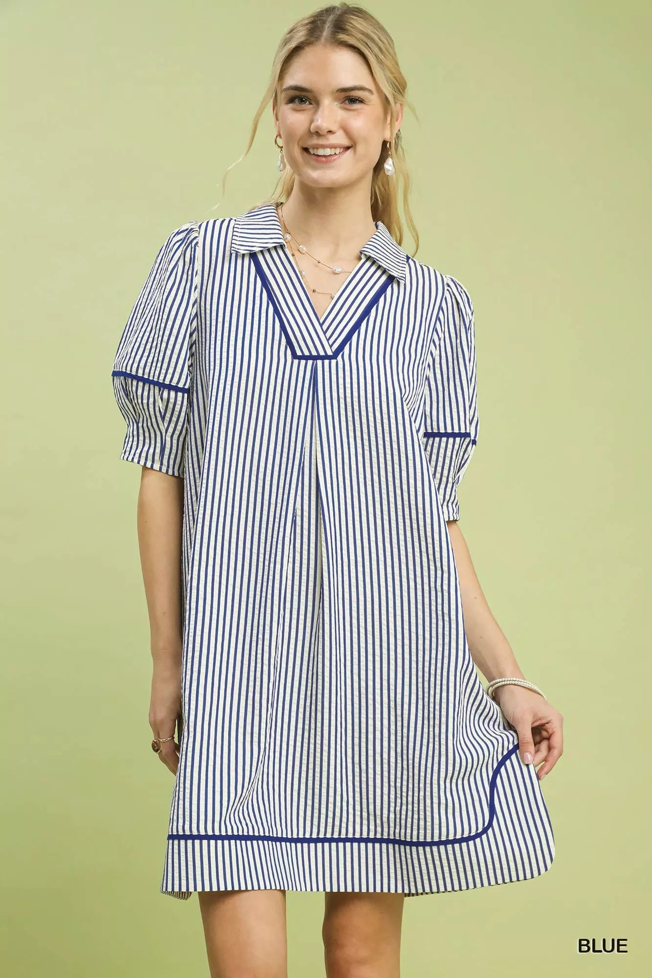 Umgee Stripe Collared Shift Dress - Bitsy Gypsy Boutique