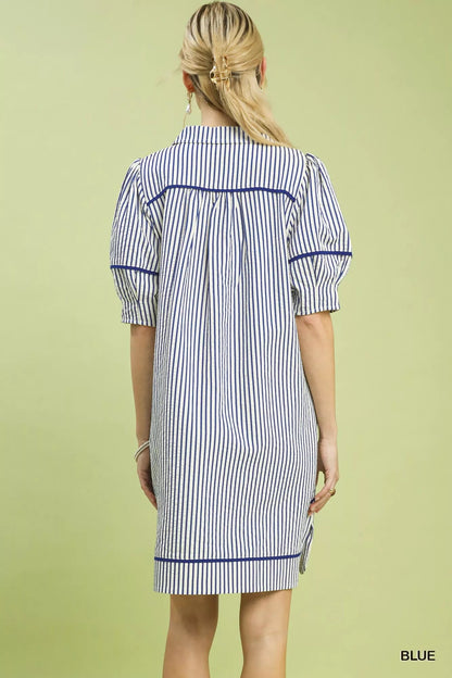 Umgee Stripe Collared Shift Dress - Bitsy Gypsy Boutique