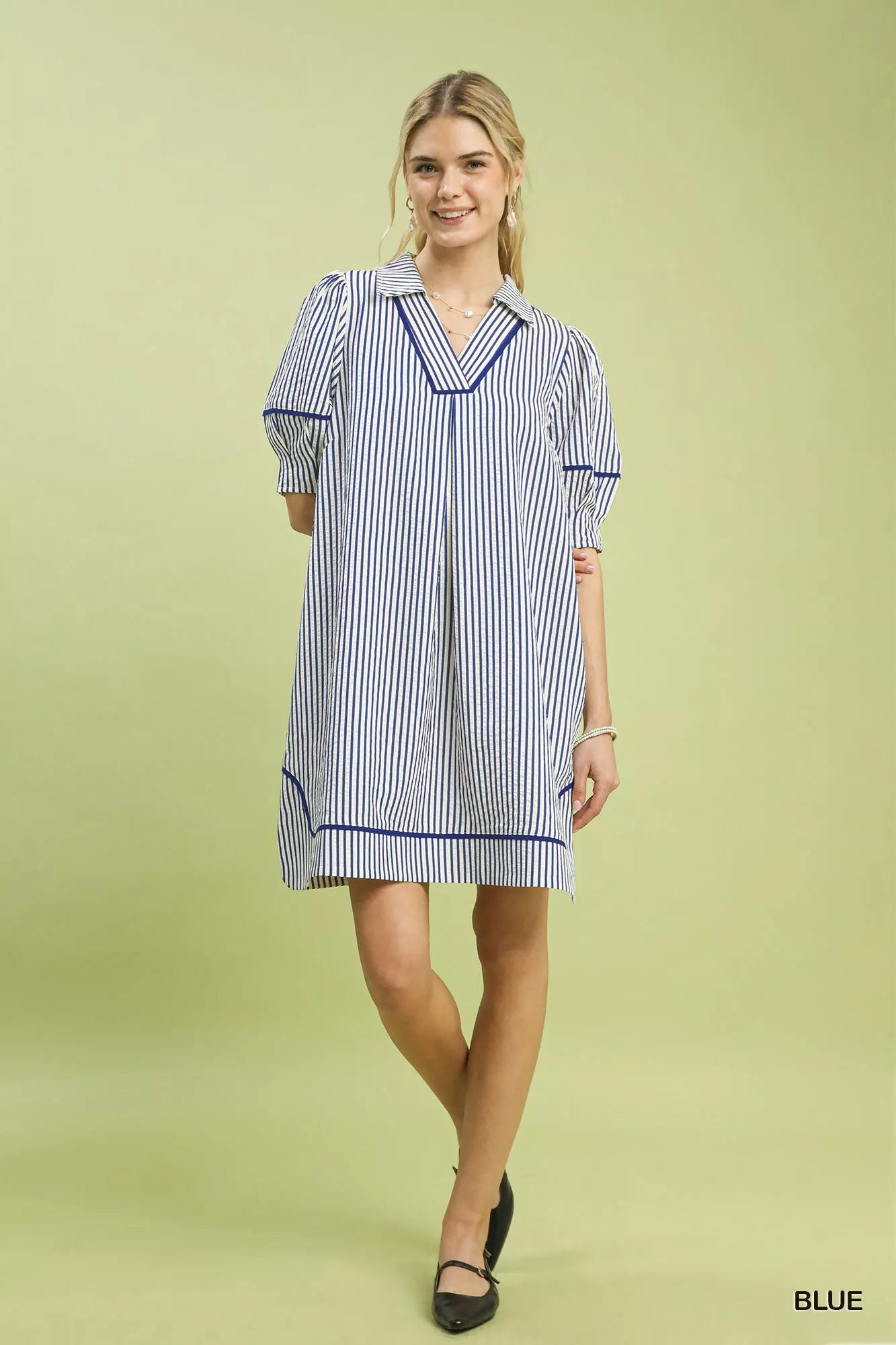 Umgee Stripe Collared Shift Dress - Bitsy Gypsy Boutique