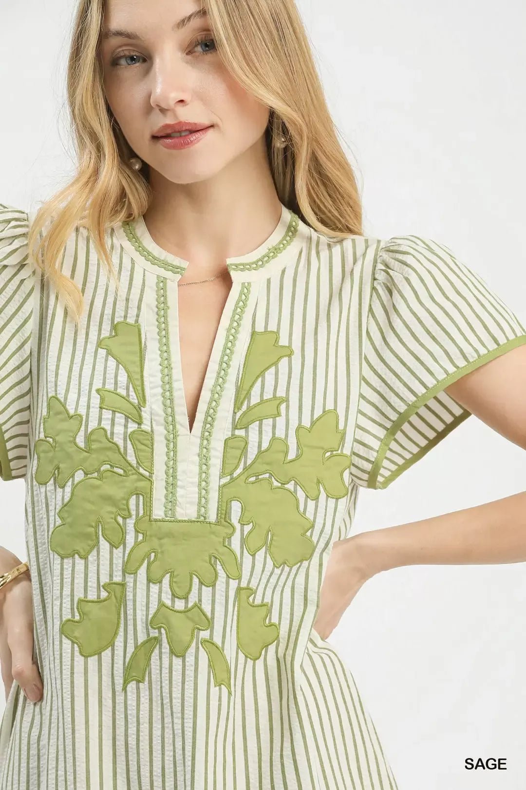 Umgee Stripe Midi Dress with Lace Trim - Bitsy Gypsy Boutique