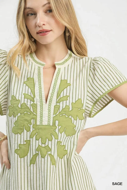 Umgee Stripe Midi Dress with Lace Trim - Bitsy Gypsy Boutique