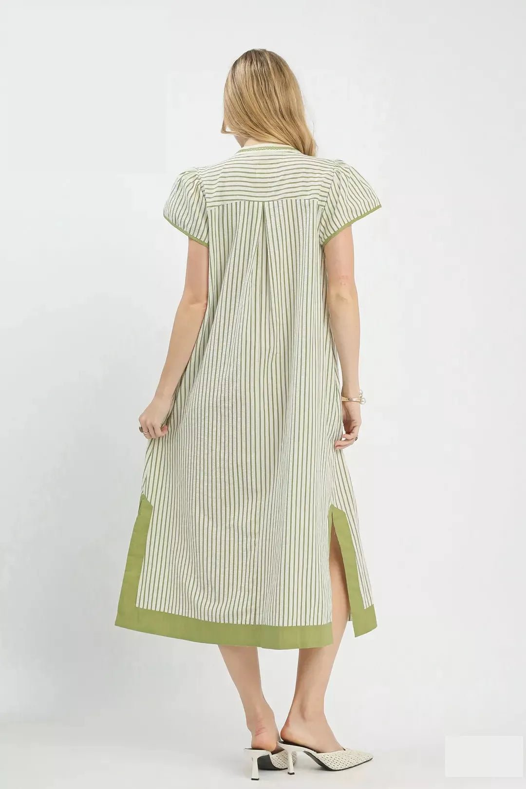 Umgee Stripe Midi Dress with Lace Trim - Bitsy Gypsy Boutique