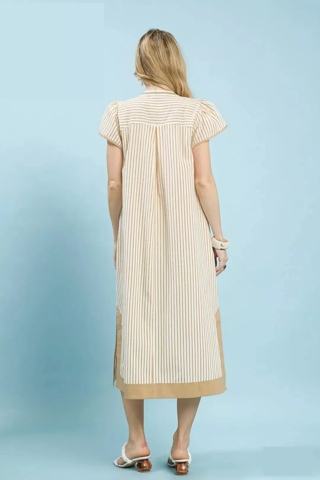 Umgee Stripe Midi Dress with Lace Trim - Bitsy Gypsy Boutique