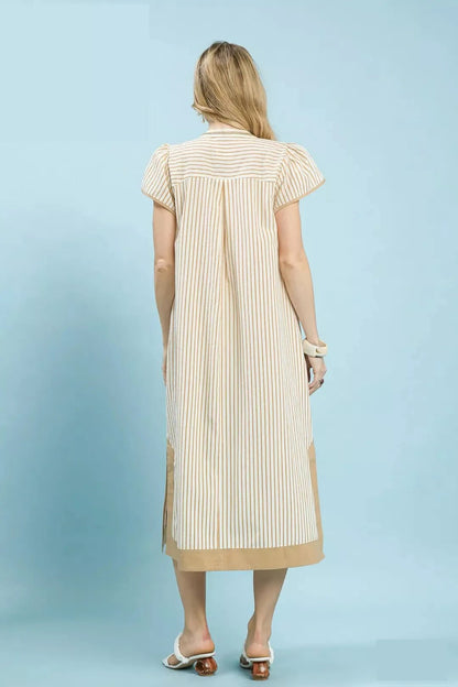 Umgee Stripe Midi Dress with Lace Trim - Bitsy Gypsy Boutique