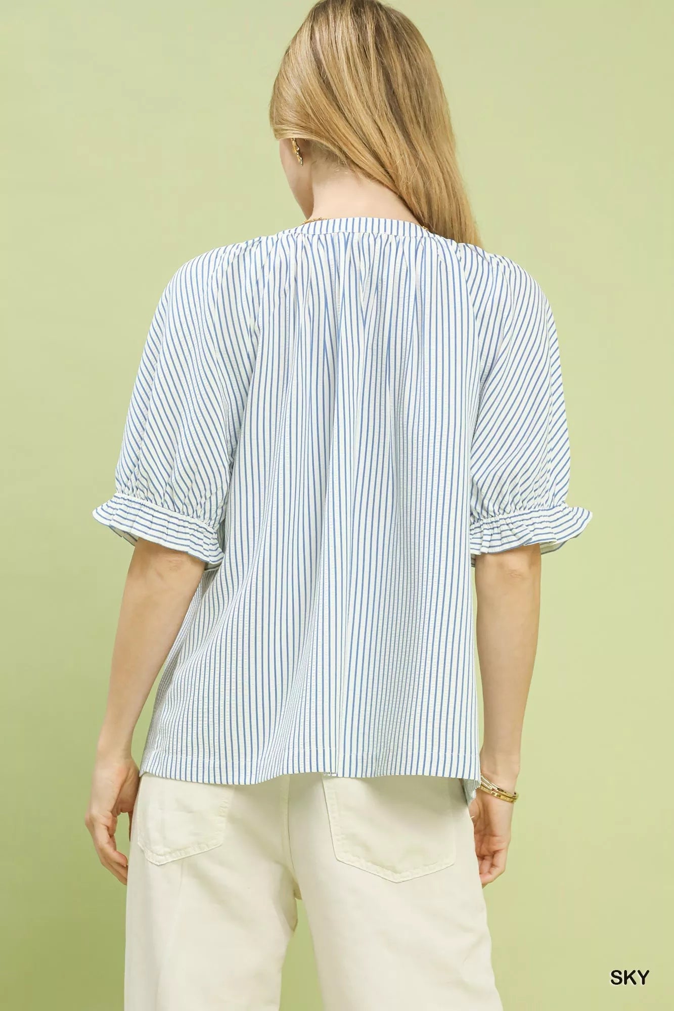 Umgee Stripe V - Neck Blouse - Bitsy Gypsy Boutique