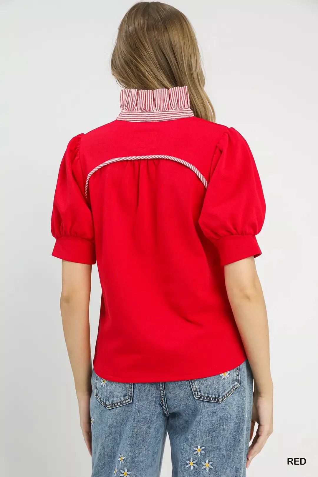 Umgee Striped Collar Popover Top - Bitsy Gypsy Boutique