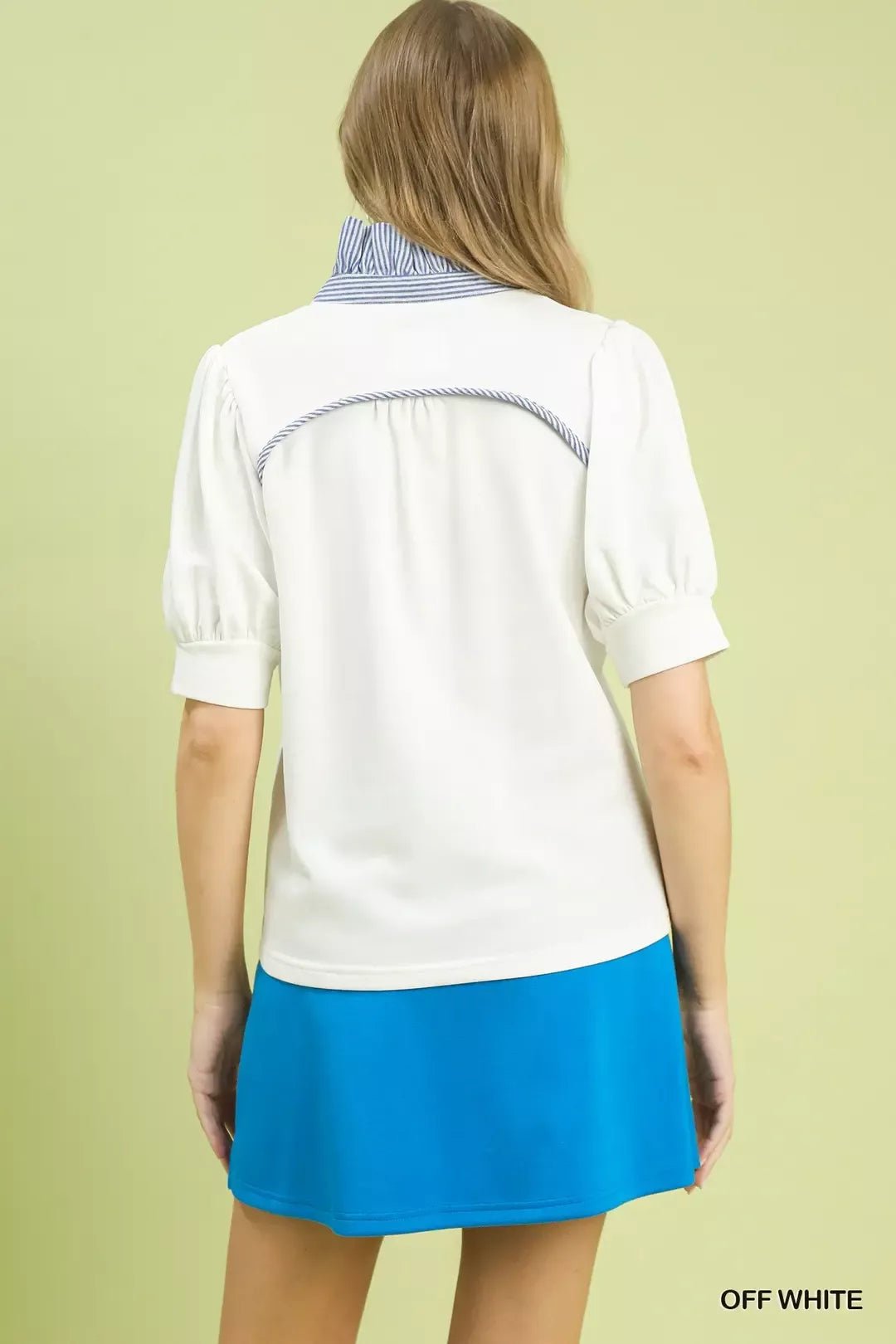 Umgee Striped Collar Popover Top - Bitsy Gypsy Boutique