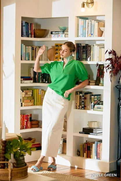 Umgee Striped Collar Popover Top - Bitsy Gypsy Boutique