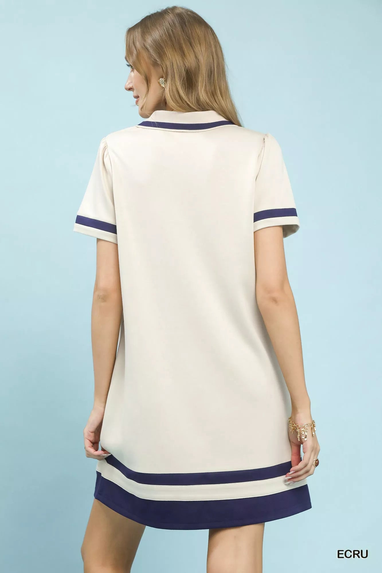 Umgee Striped Contrast Short Sleeve Shift Dress - Bitsy Gypsy Boutique