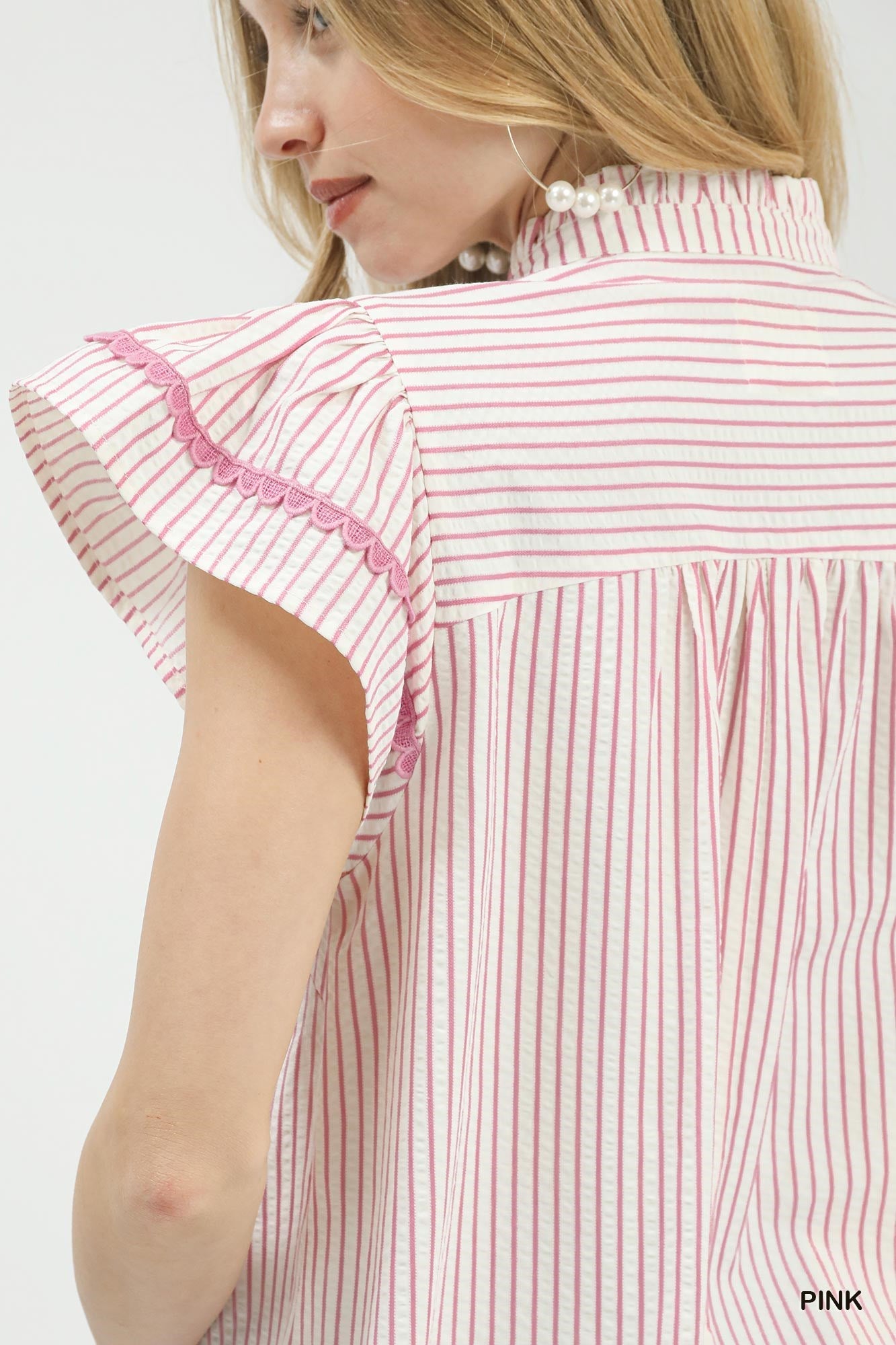 Umgee Striped Flutter Sleeve Top - Bitsy Gypsy Boutique