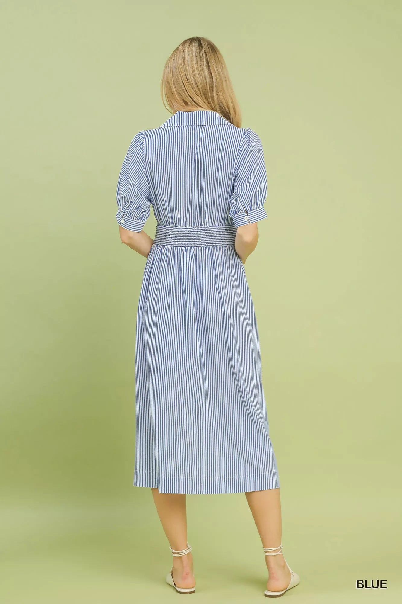 Umgee Striped Midi Dress with Front Zipper - Bitsy Gypsy Boutique