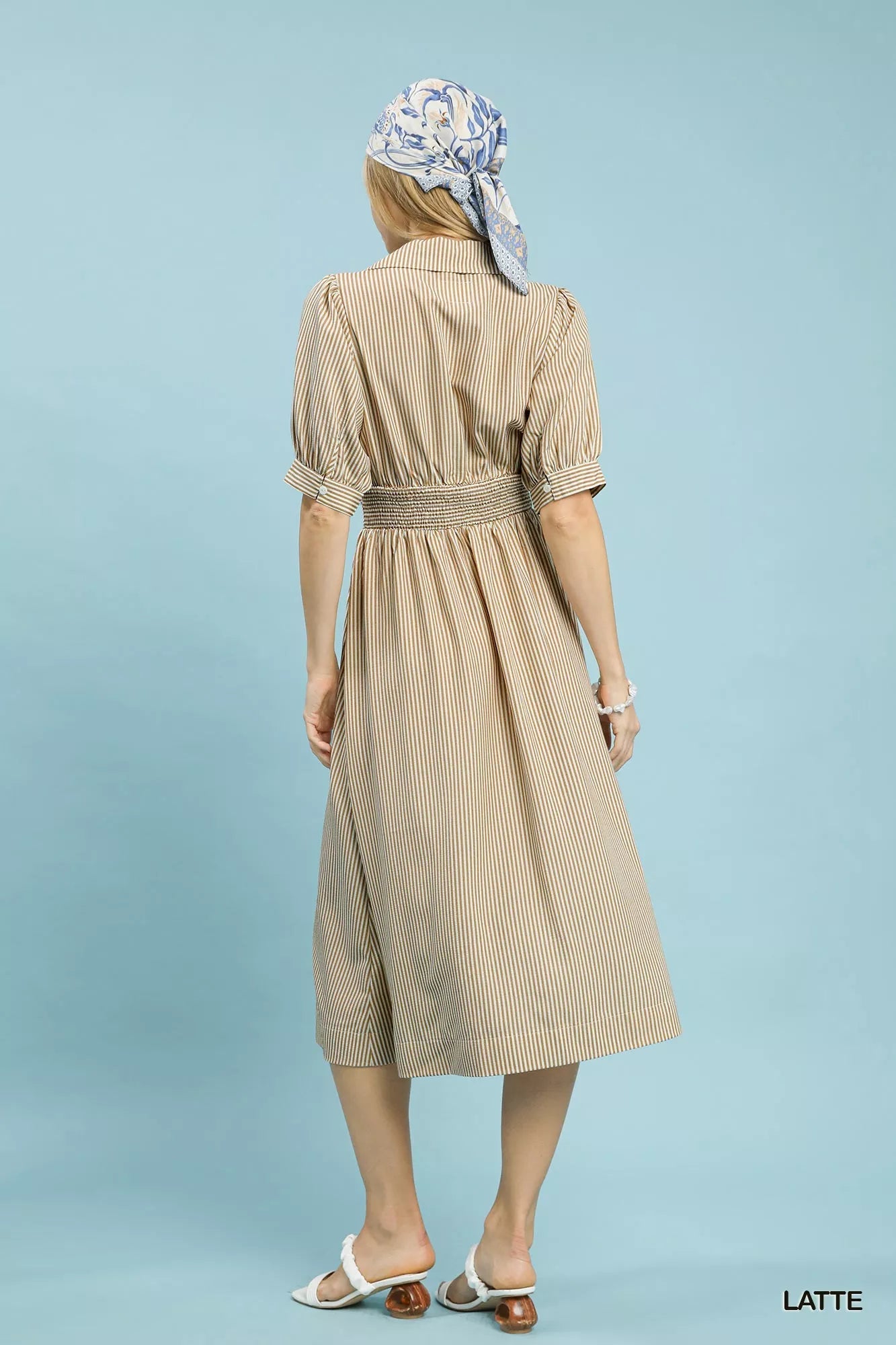 Umgee Striped Midi Dress with Front Zipper - Bitsy Gypsy Boutique
