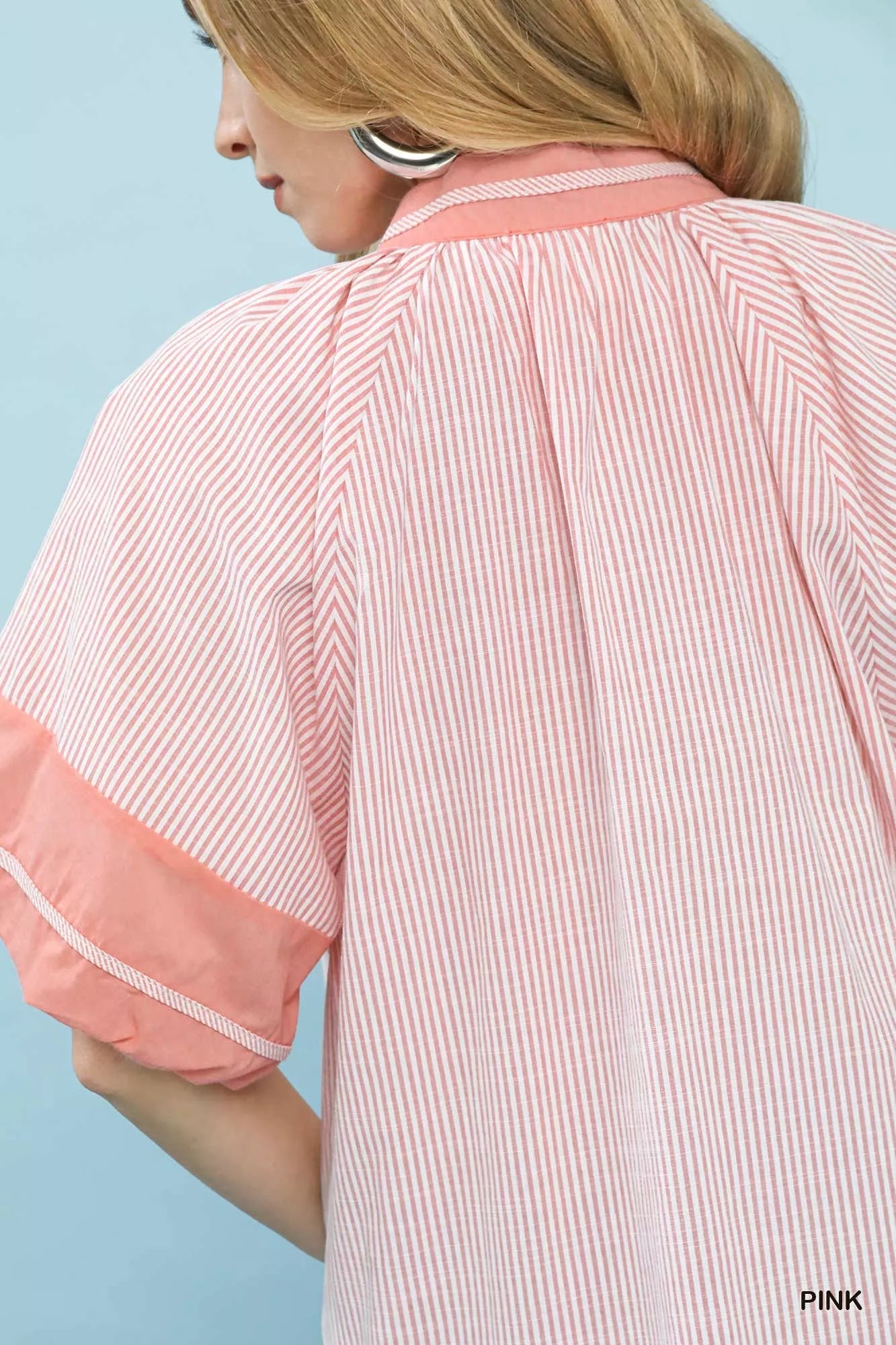 Umgee Striped Mixed Puff Sleeve Blouse - Bitsy Gypsy Boutique