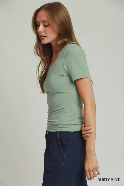 Umgee Sweetheart Neckline Front Double - Lined Top - Bitsy Gypsy Boutique