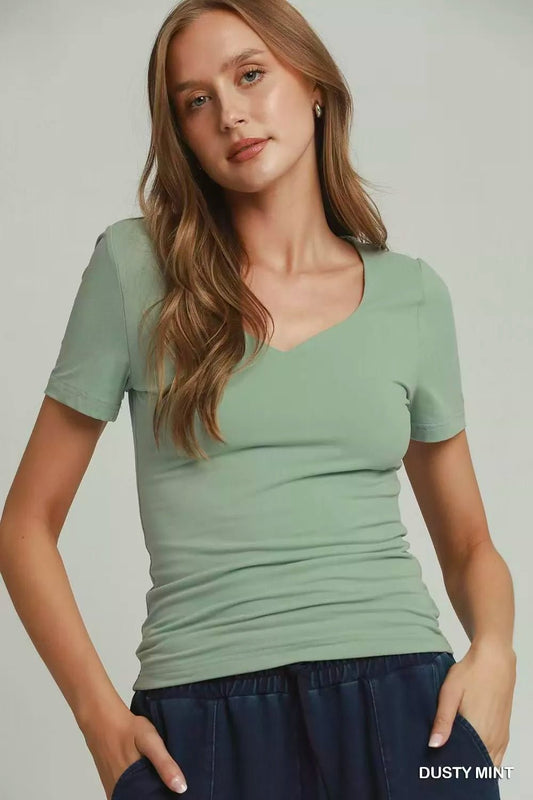 Umgee Sweetheart Neckline Front Double - Lined Top - Bitsy Gypsy Boutique