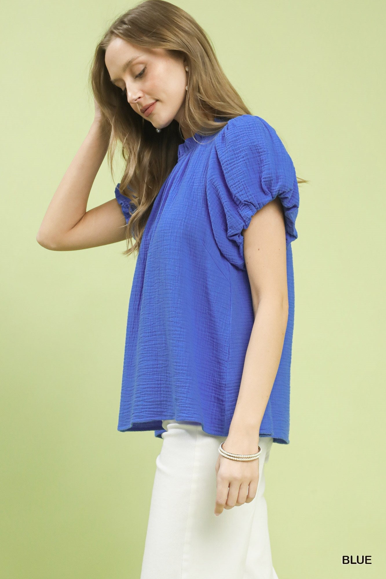 Umgee Textured Gauze Ruffle Neck Boho Top - Bitsy Gypsy Boutique