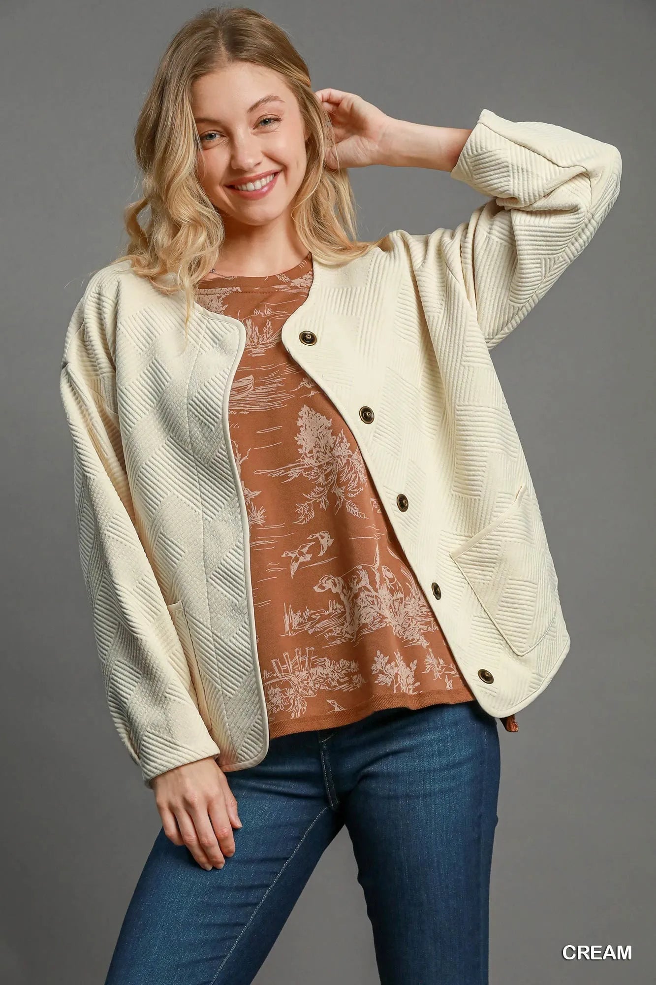 Umgee Textured Jacquard Jacket - Bitsy Gypsy Boutique