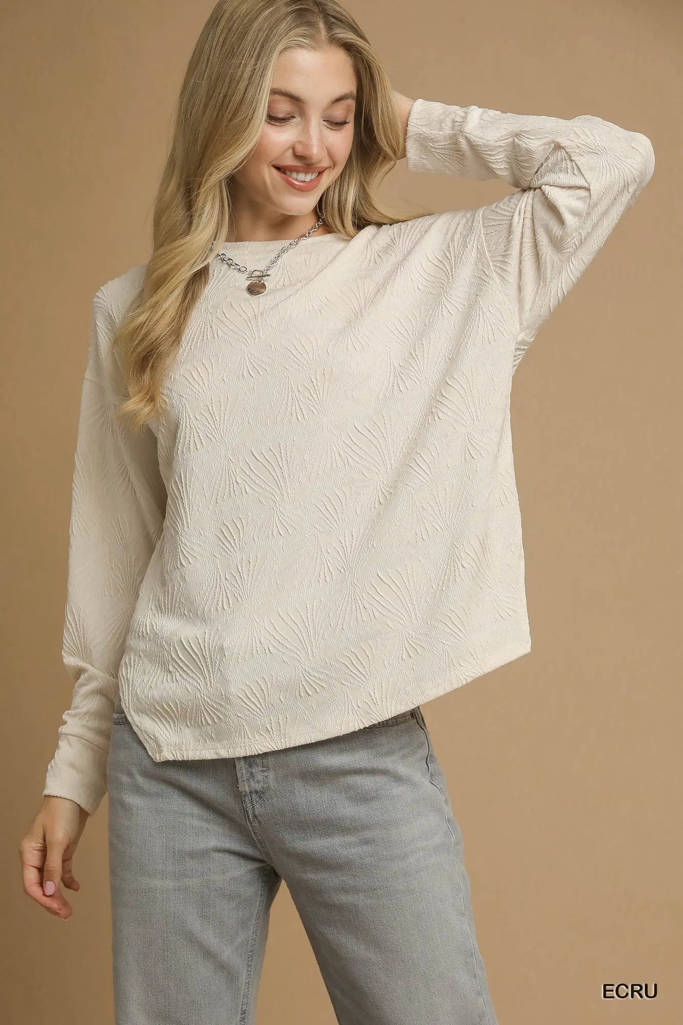 Umgee Textured Knit Long Sleeve Top - Bitsy Gypsy Boutique