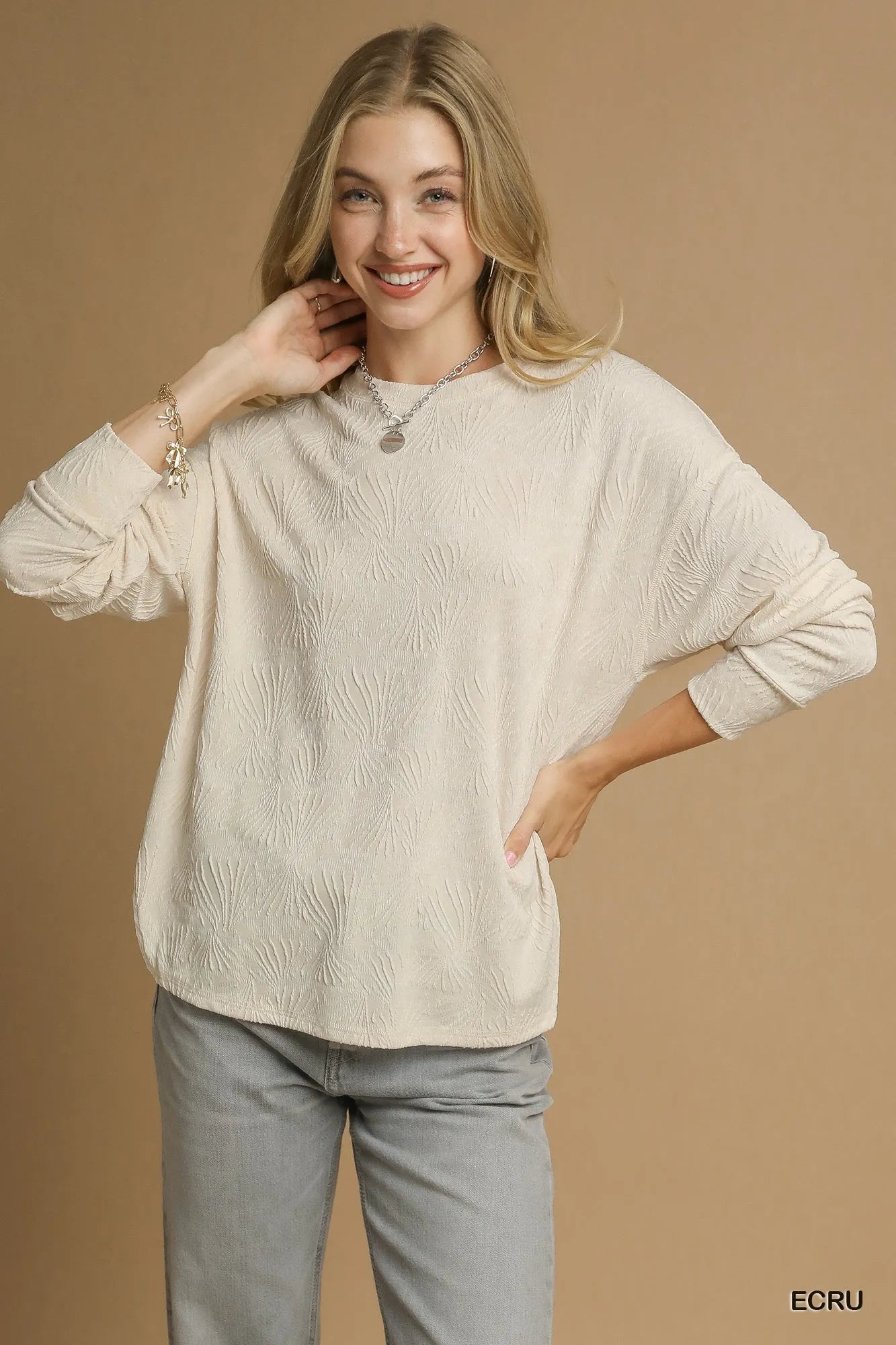 Umgee Textured Knit Long Sleeve Top - Bitsy Gypsy Boutique