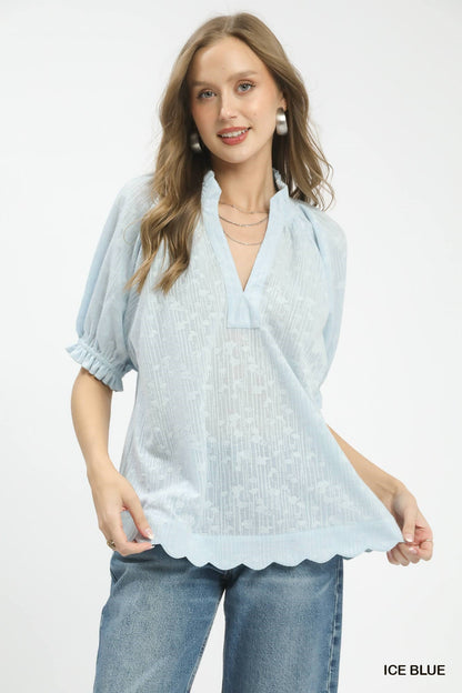 Umgee Textured Pintuck Blouse - Bitsy Gypsy Boutique