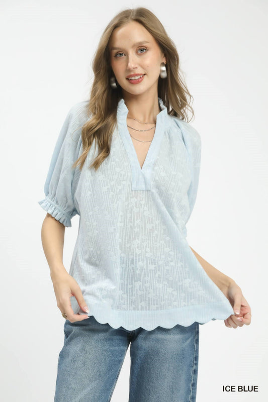 Umgee Textured Pintuck Blouse - Bitsy Gypsy Boutique