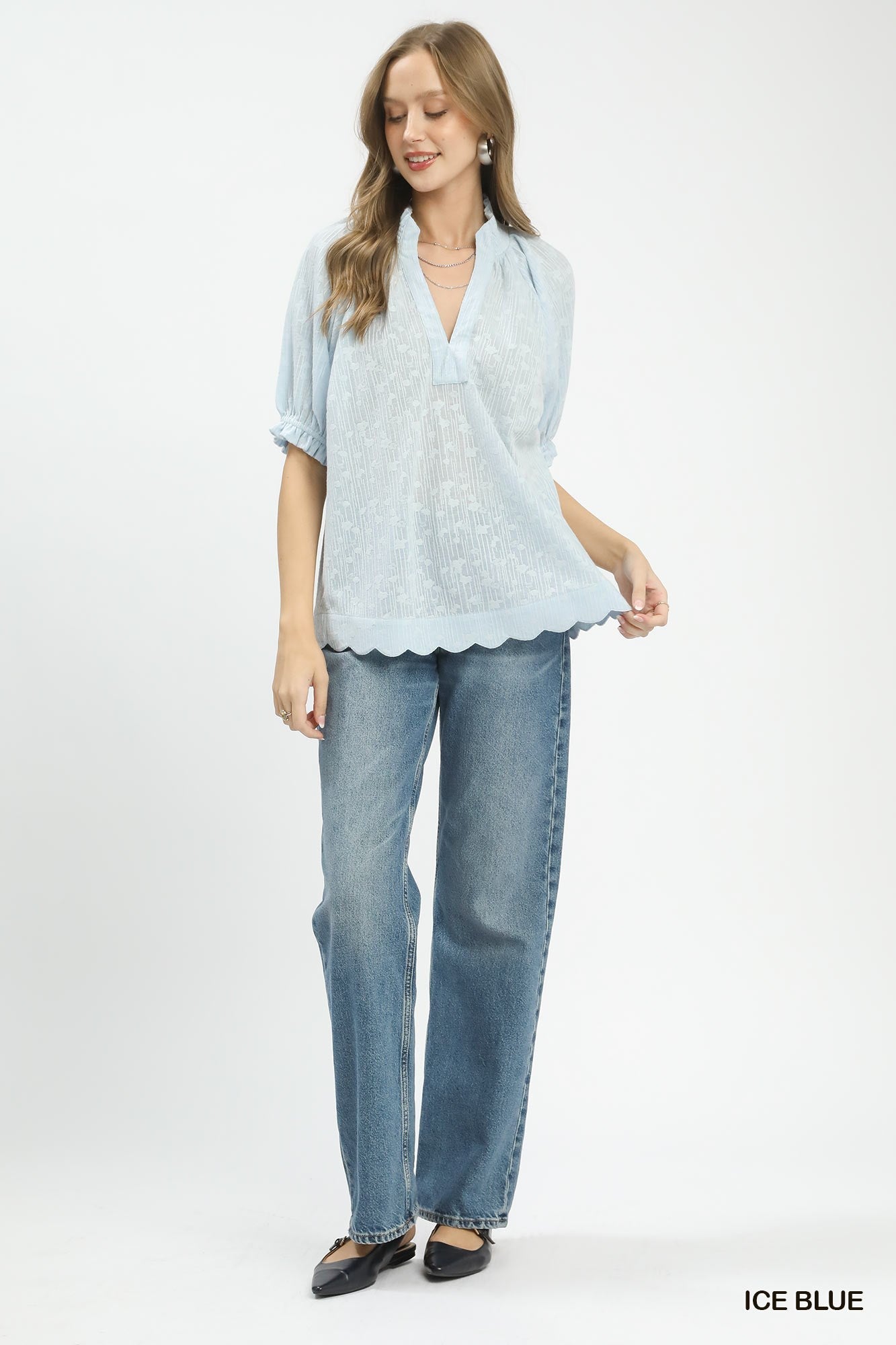 Umgee Textured Pintuck Blouse - Bitsy Gypsy Boutique