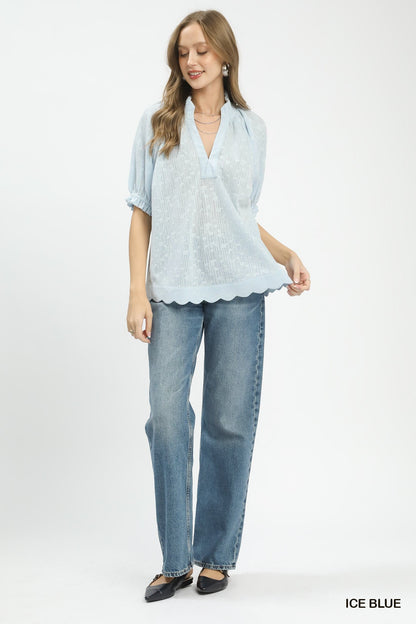 Umgee Textured Pintuck Blouse - Bitsy Gypsy Boutique